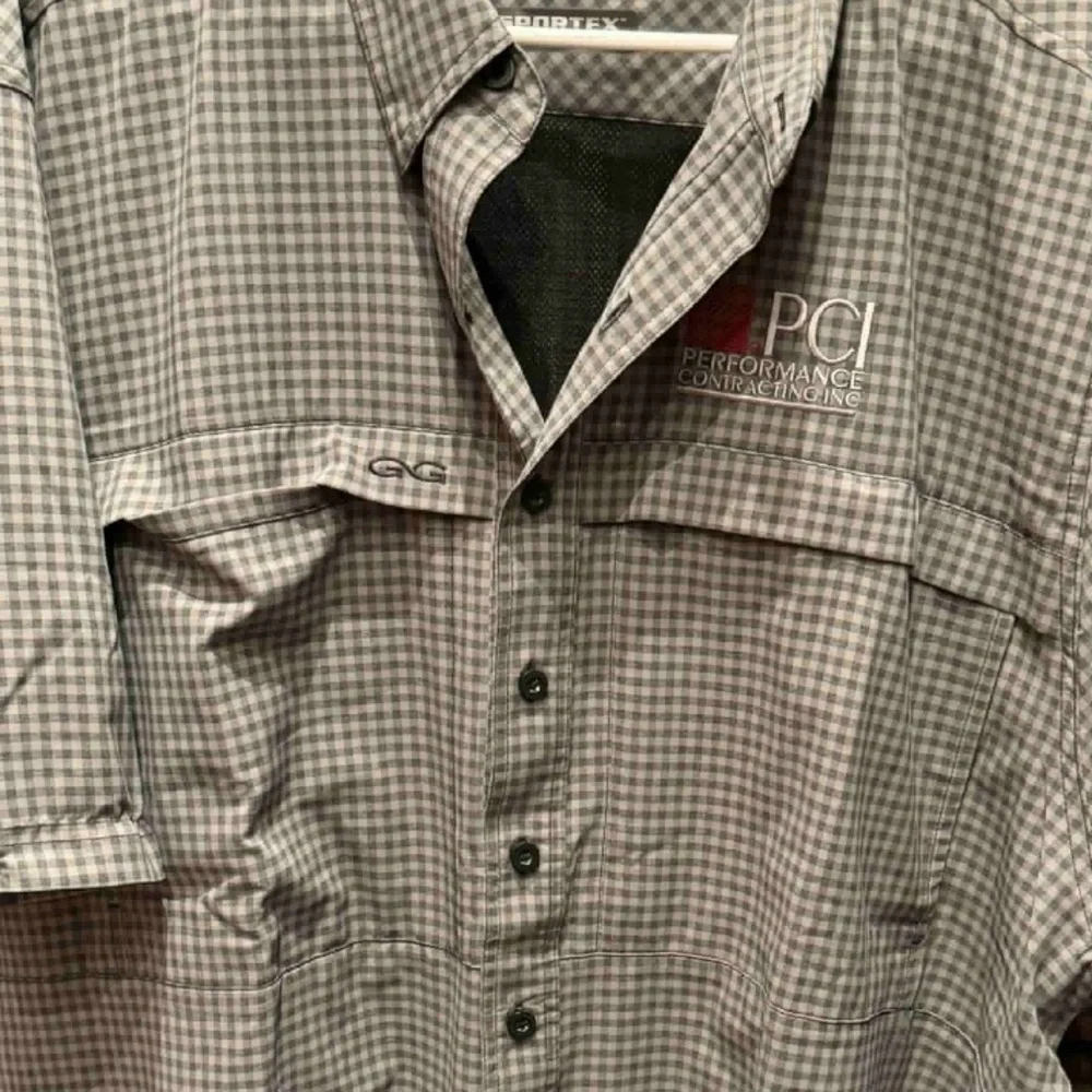 Sportex Men's Gray Checkered Shirt PCI embroidery 2XL